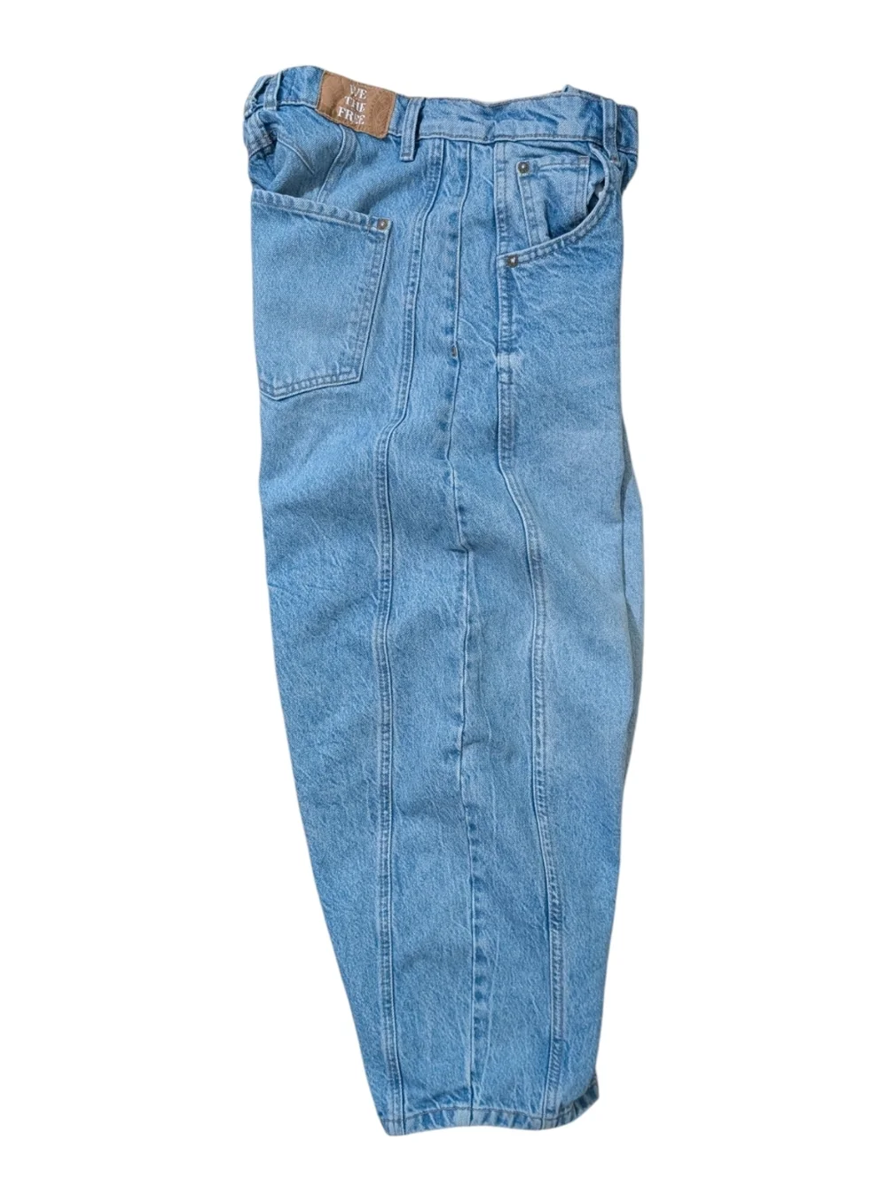 We The Free Free People Good Luck Mid Rise Med Wash Barrel Jeans 27 - Picture 7 of 14
